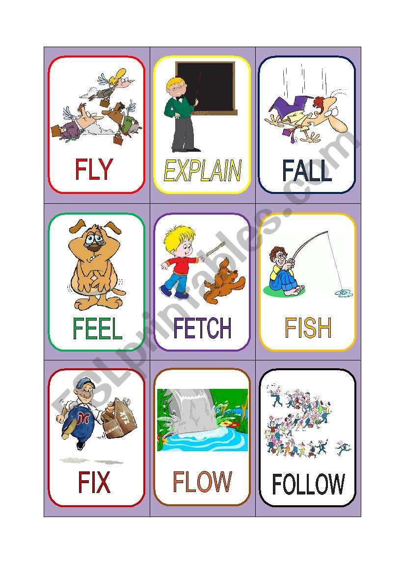 VERB CARDS 8 worksheet