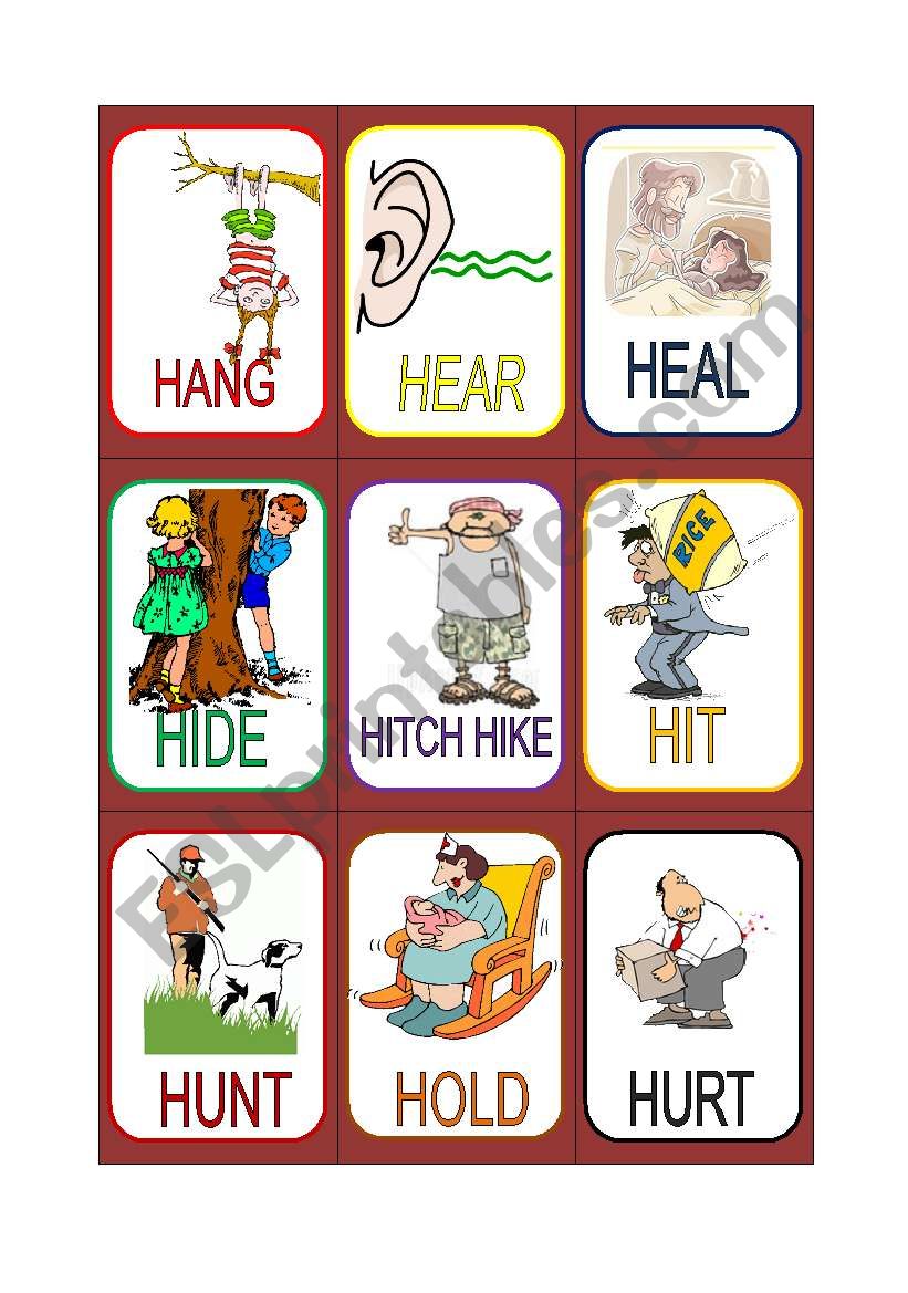 VERB CARDS 9 worksheet