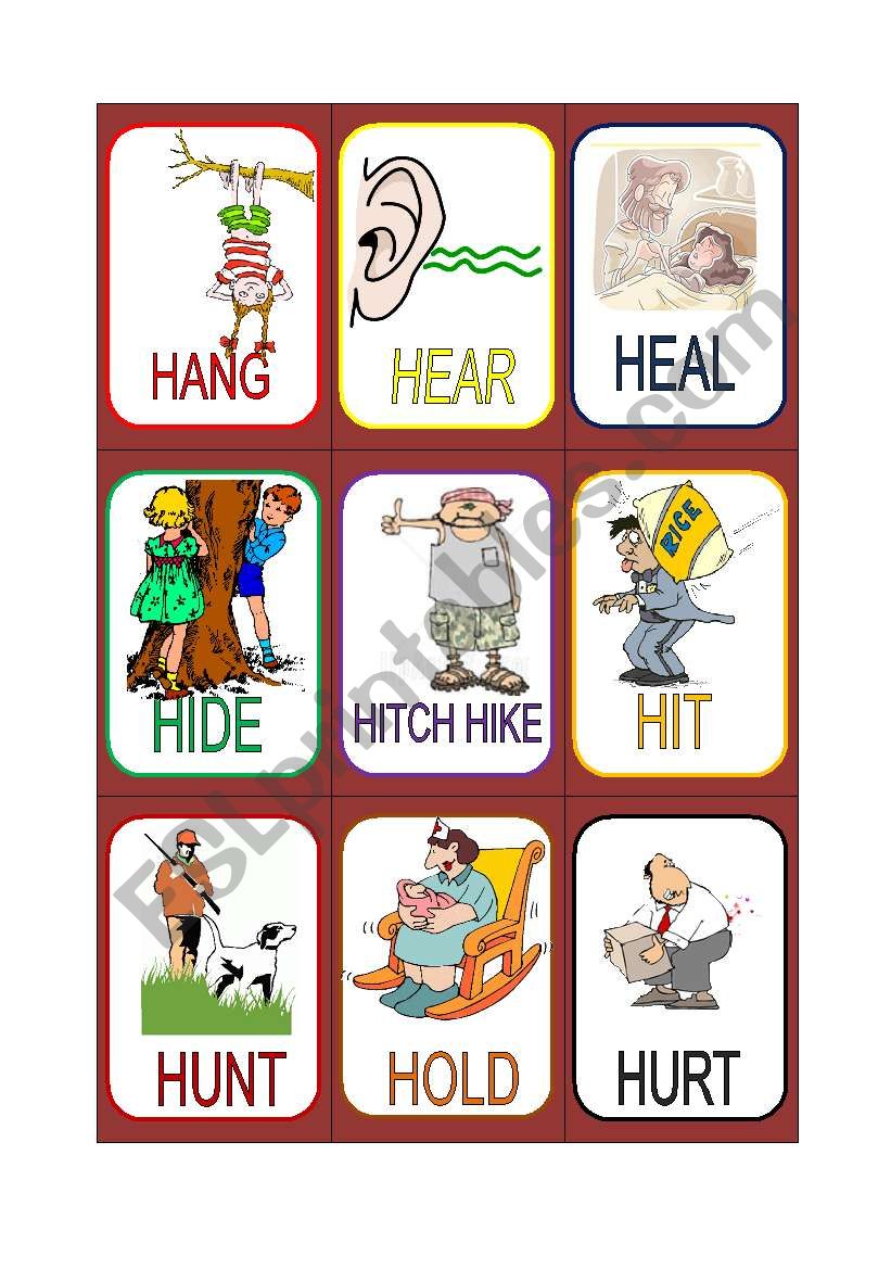 VERB CARDS 9 worksheet