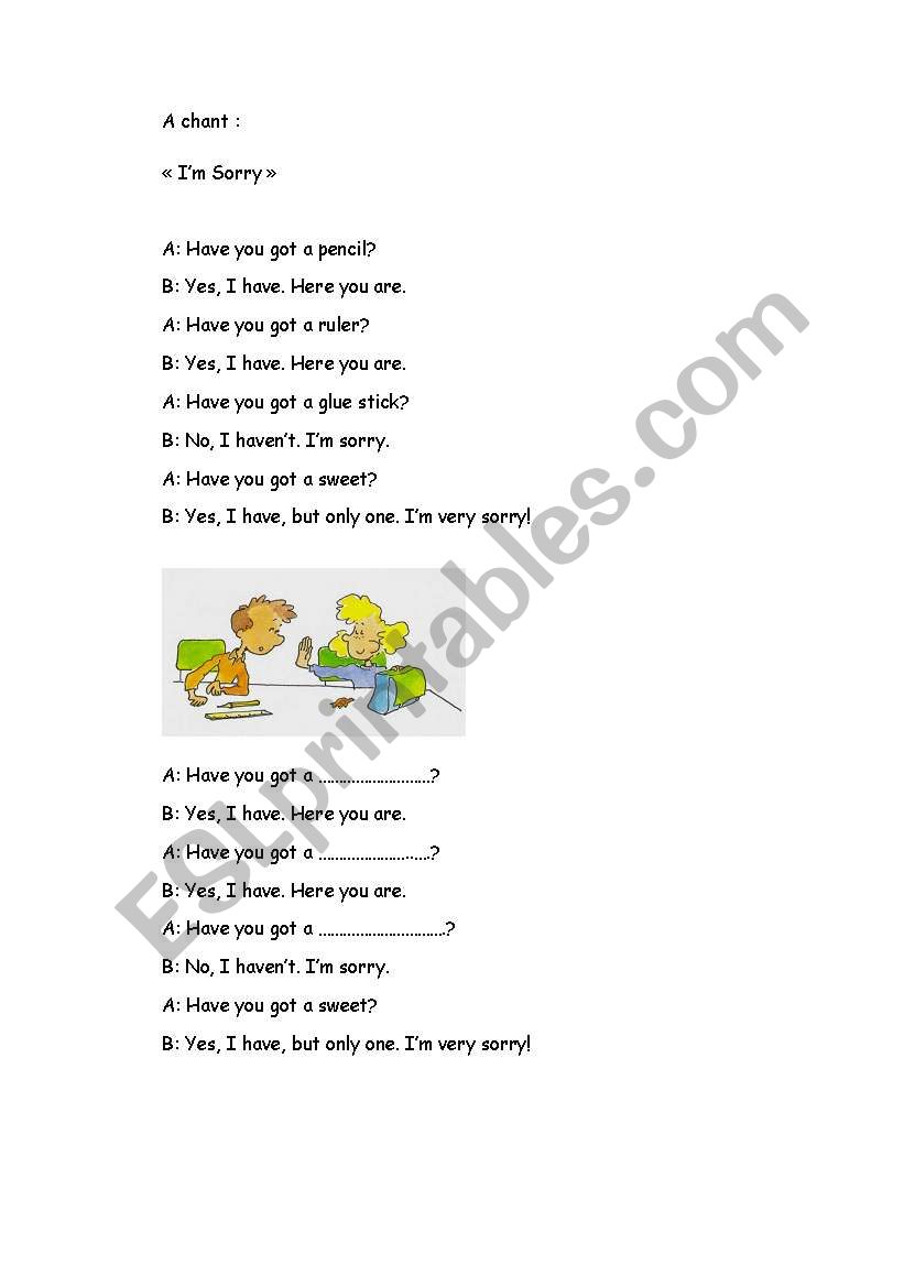 A chant worksheet