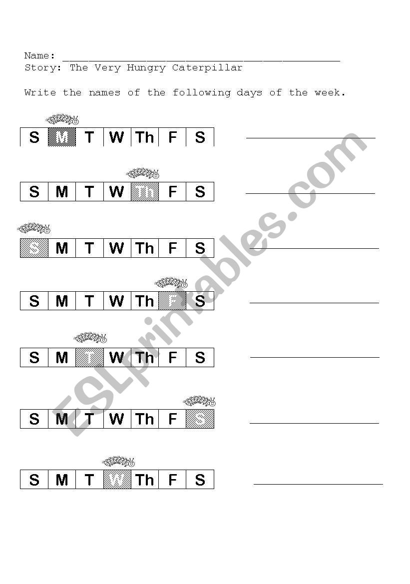 Days of the Week worksheet