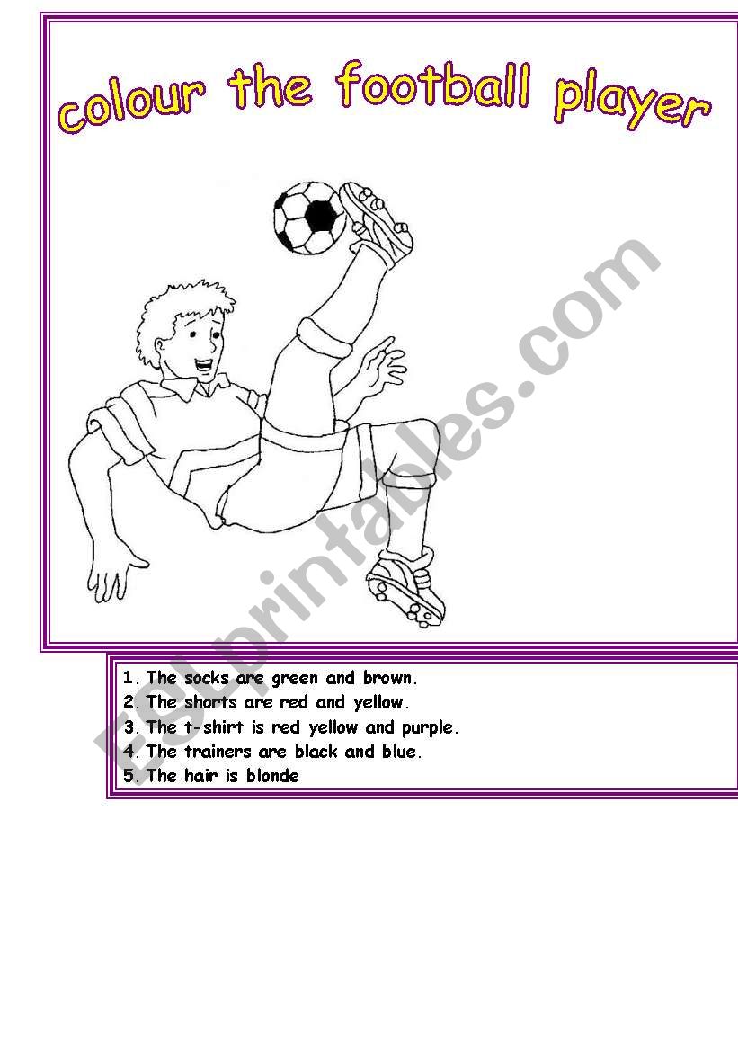 colour the football player!!! worksheet