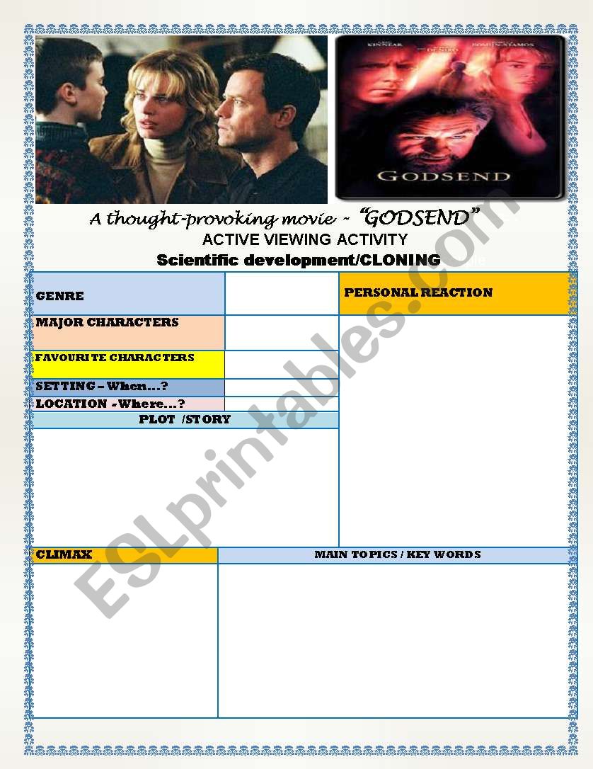 MOVIE - GODSEND worksheet