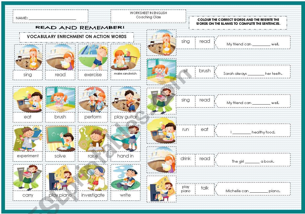 VOCABULARY ENRICHMENT ON SIMPLE ACTION WORDS