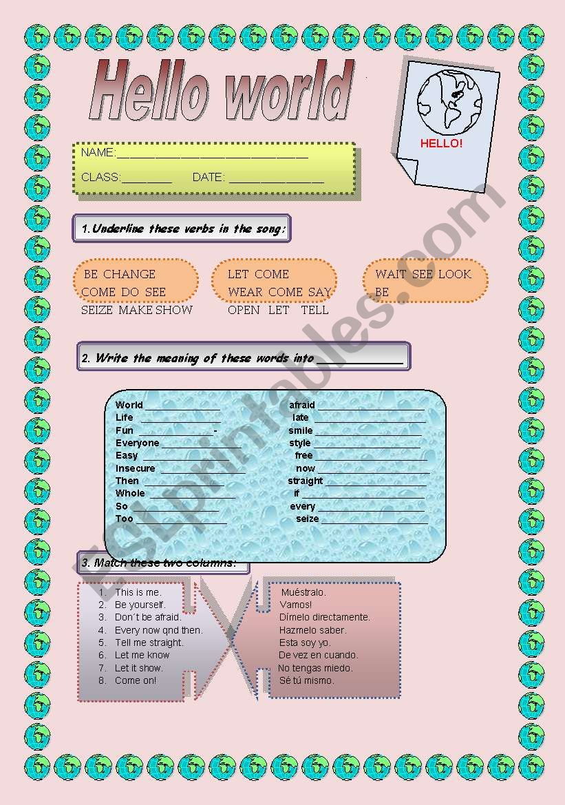 HELLO WORLD! worksheet