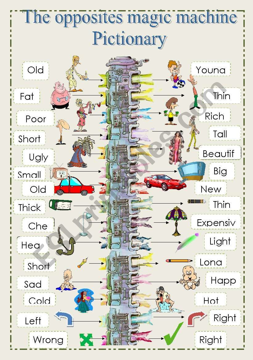 THE OPPOSITES MAGIC MACHINE – PICTIONARY Part ½ THE OPPOSITES MAGIC MACHINE – PICTIONARY Part ½