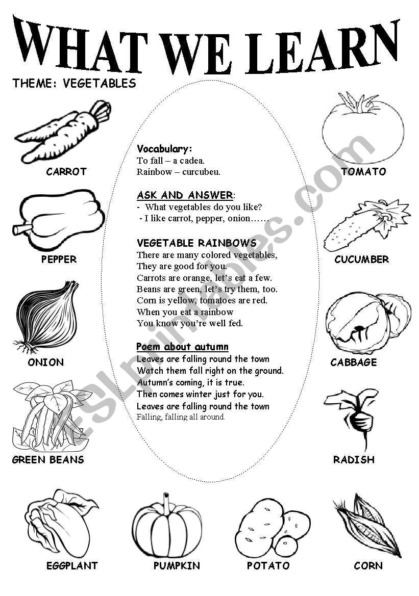 VEGETABLES worksheet