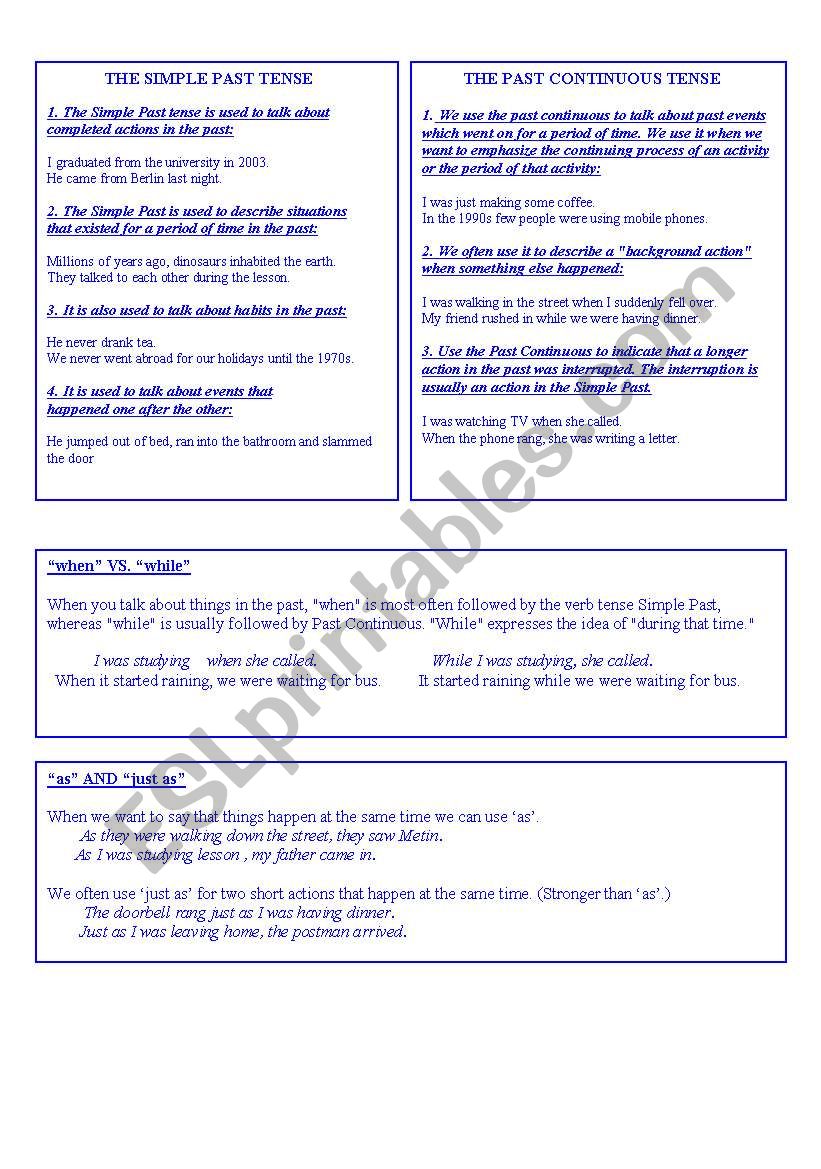 Simple Past VS. Past Continuous