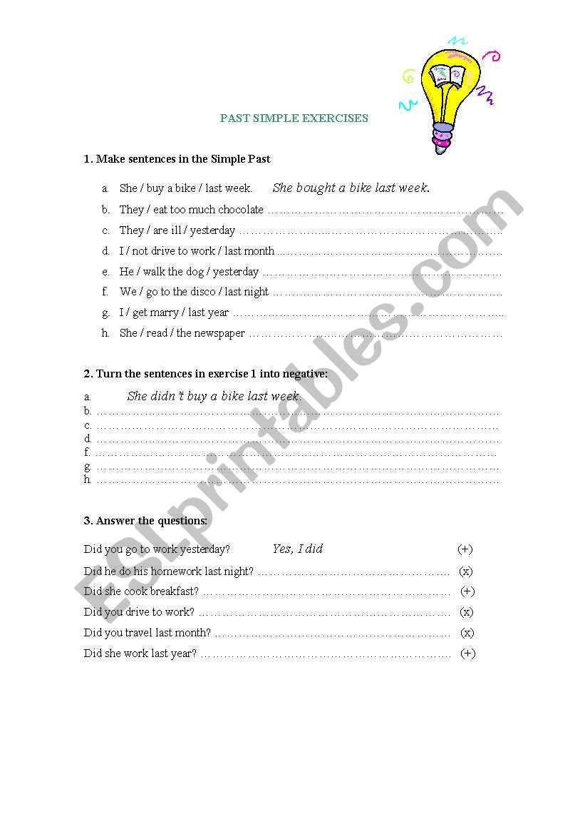 Simple past worksheet