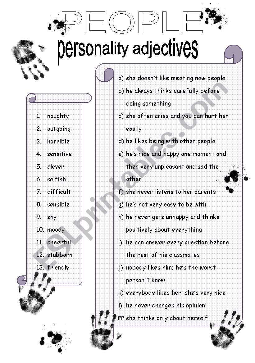 Personality adjectives 2 worksheet