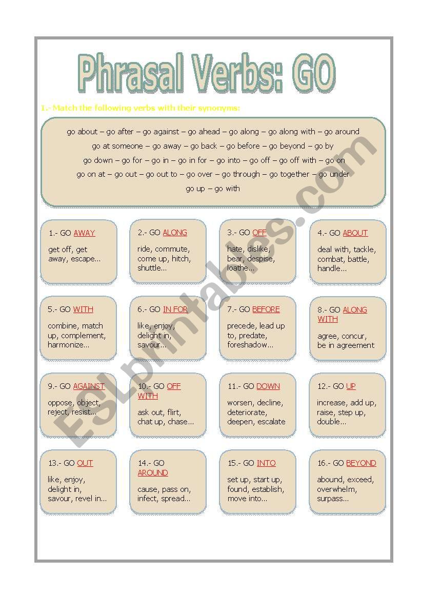 Phrasal Vers: Go worksheet