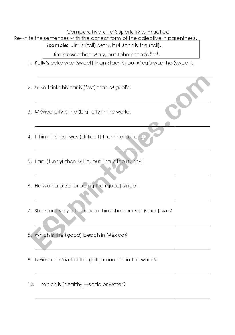 Comparative & Superlative Practice