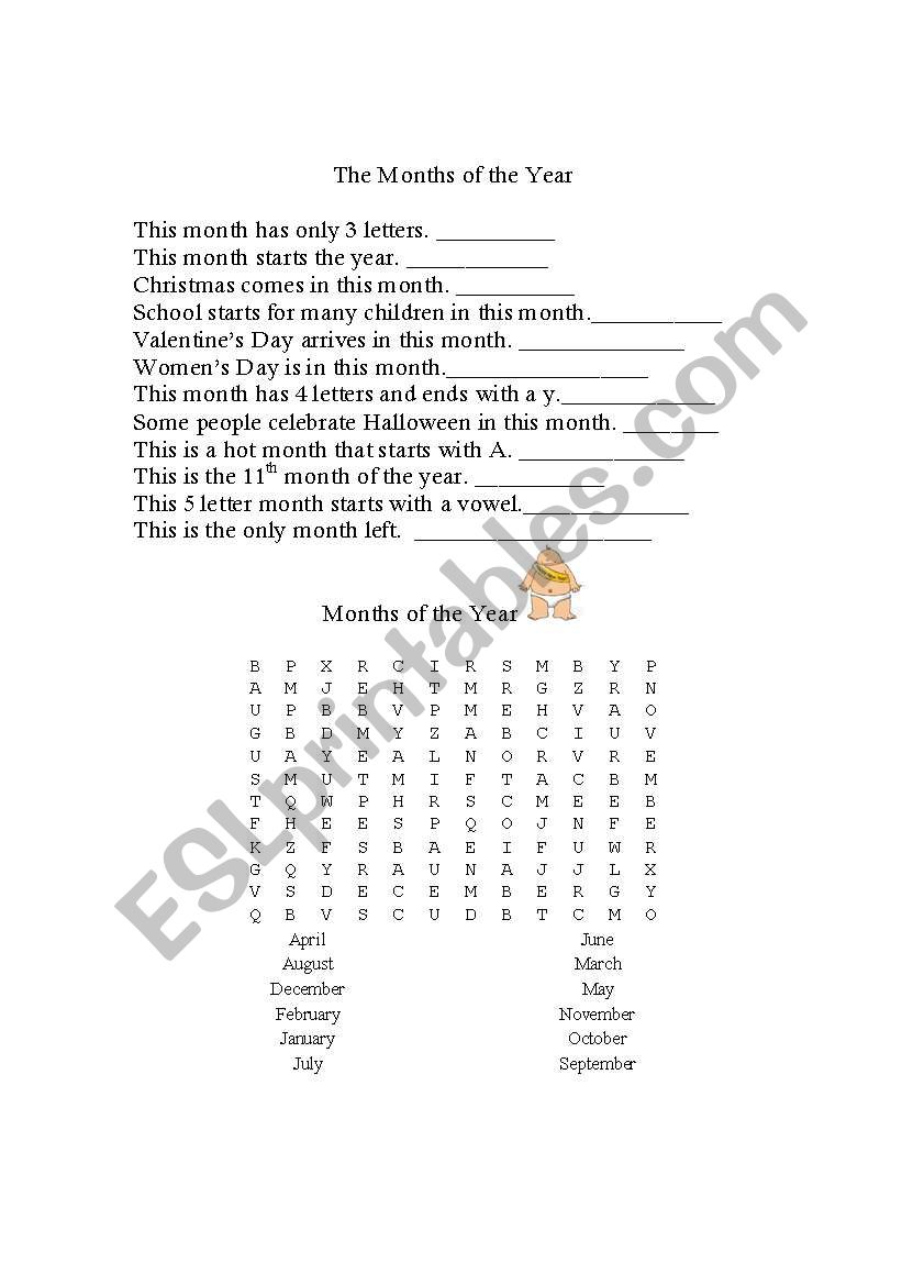 The Months of the Year worksheet