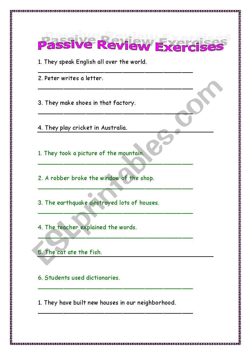 Passive voice worksheet