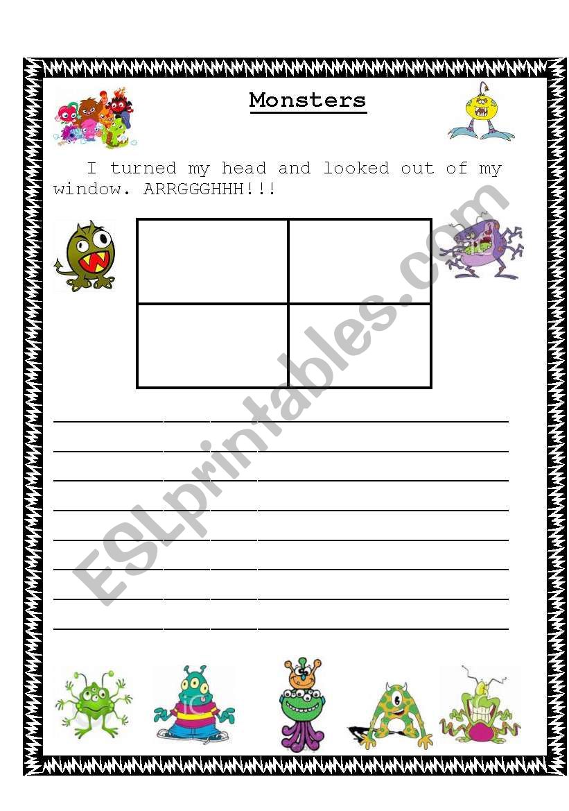 Monsters writing task worksheet