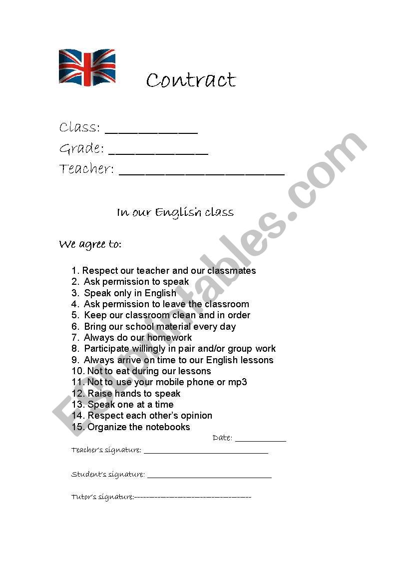 contract worksheet