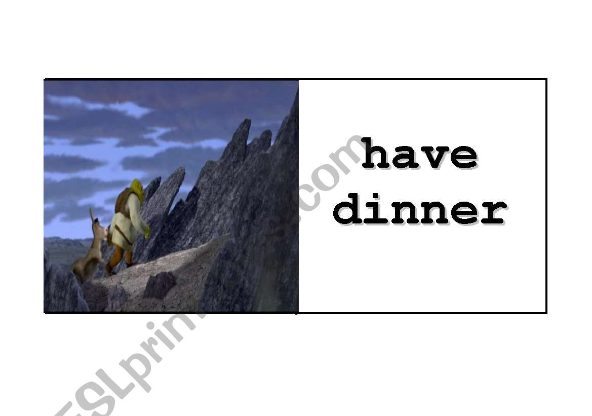 shrek´s daily routine - domino - ESL worksheet by febra