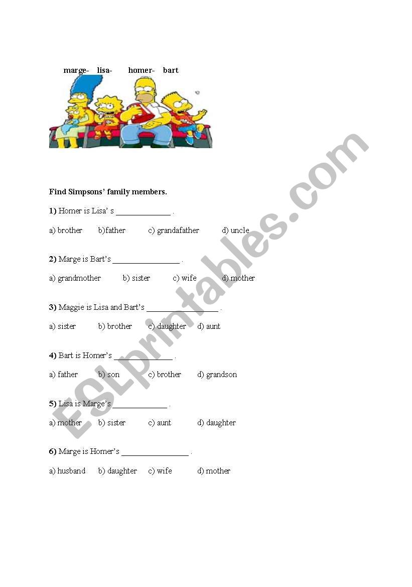 family members worksheet