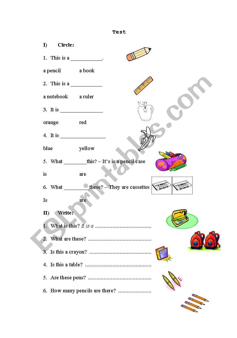 school things worksheet