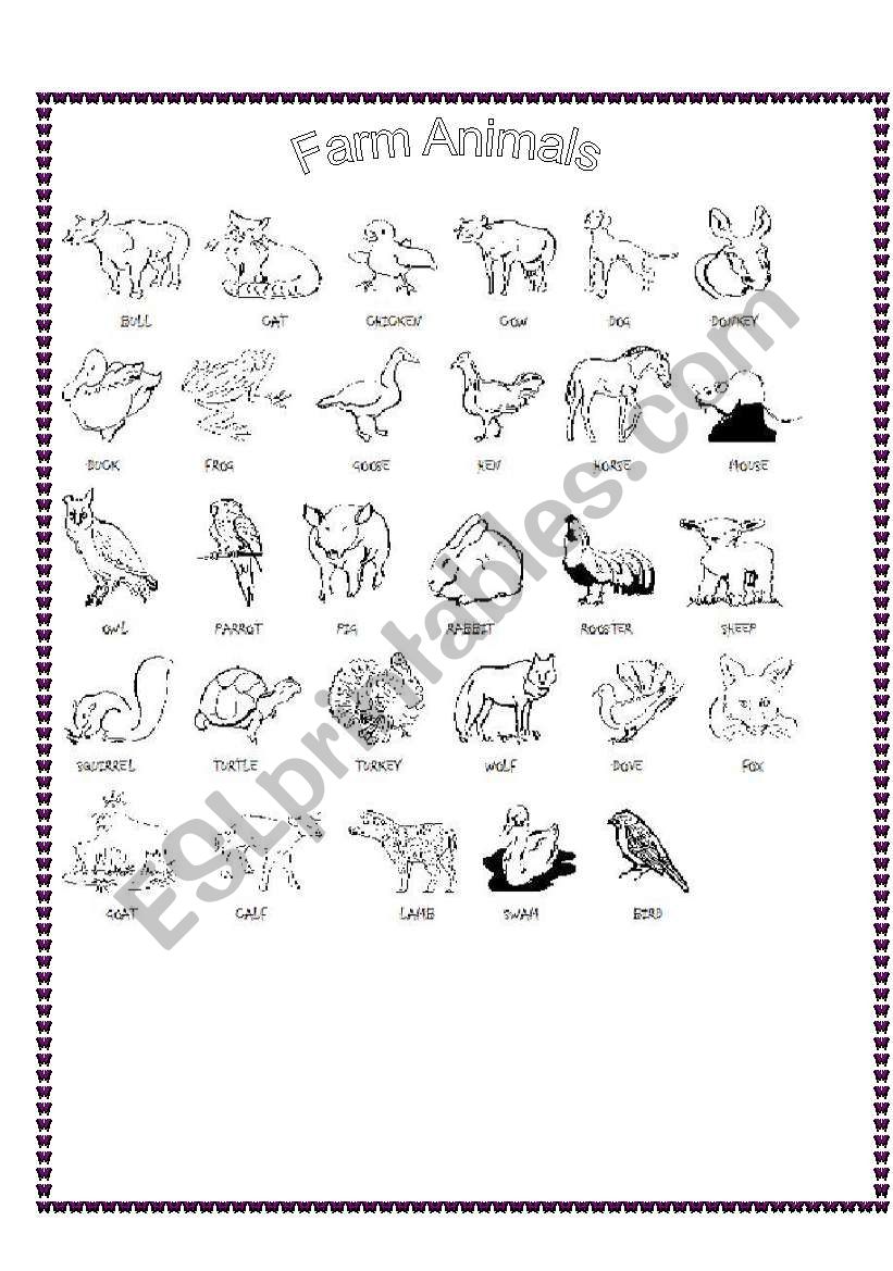 Farm animals worksheet