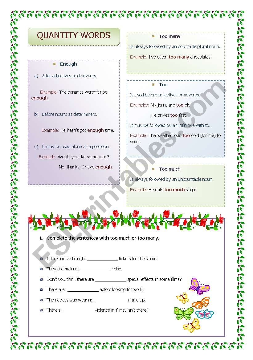 Study about Quantifiers worksheet