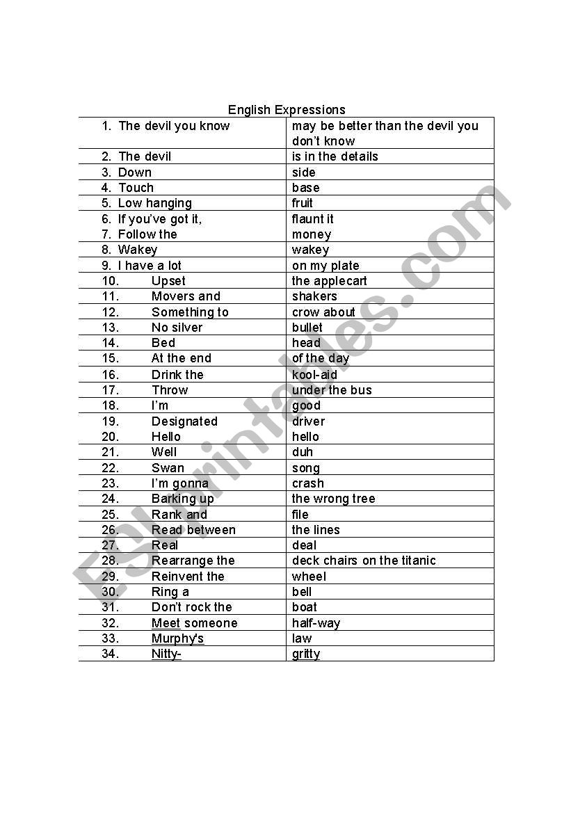 Pair Activity for Teaching Expressions