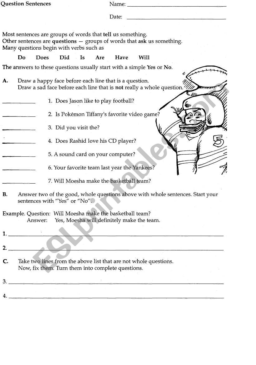 Question Sentences worksheet