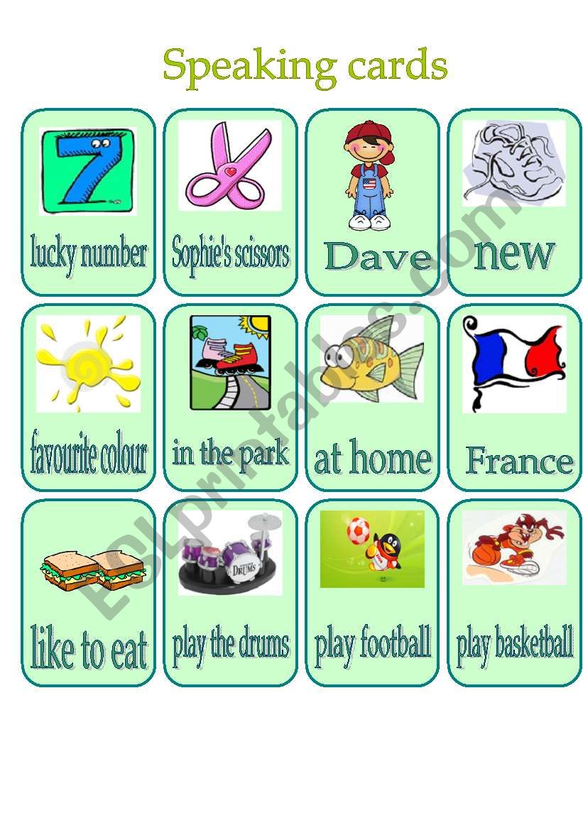 Speaking cards for practicing The Present Simple Tense