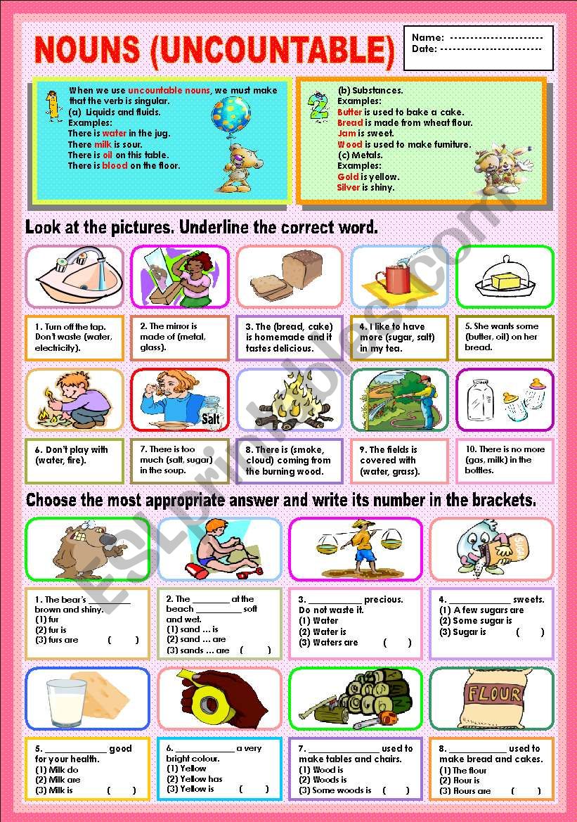 Nouns (Uncountable) worksheet