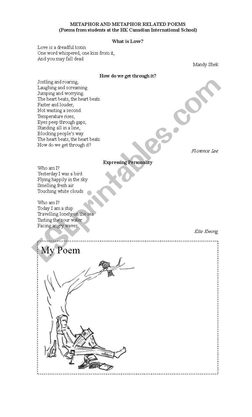 Poetry Using Metaphors worksheet