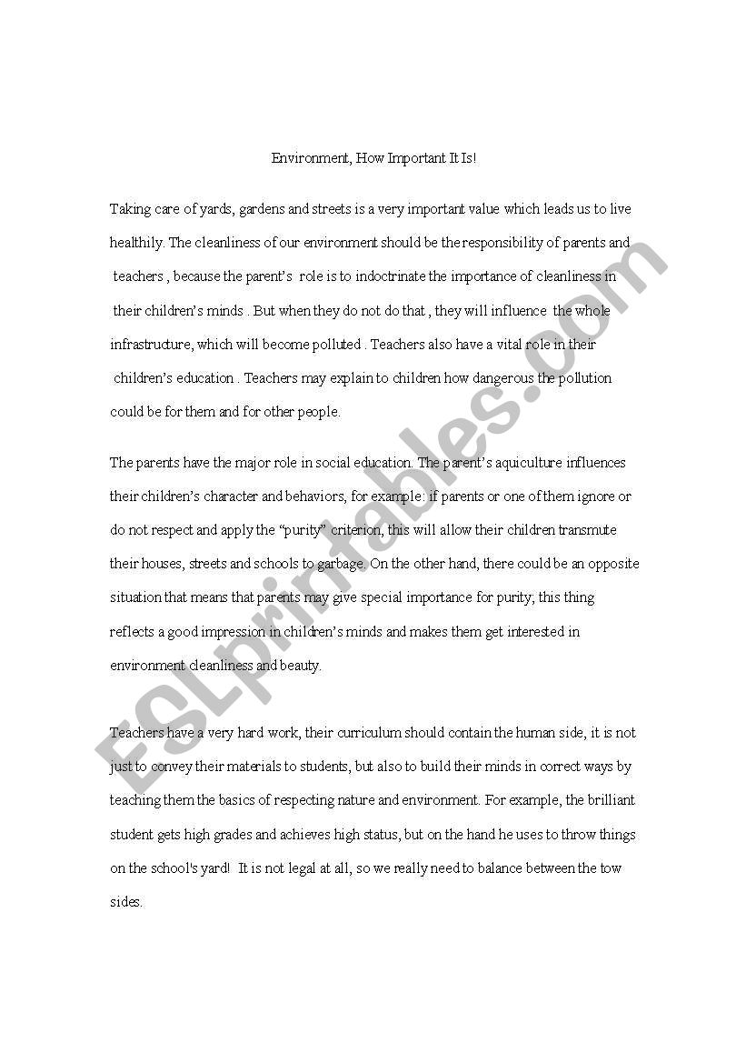 environment worksheet