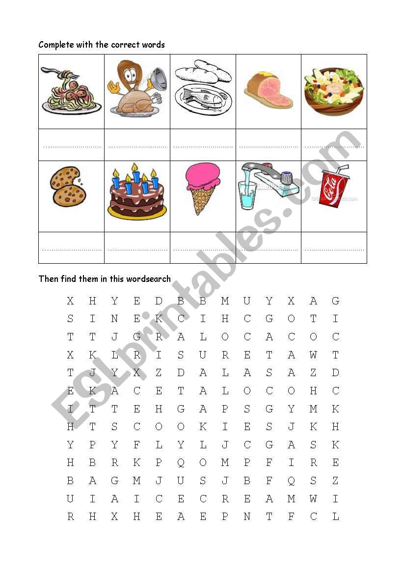 food worksheet