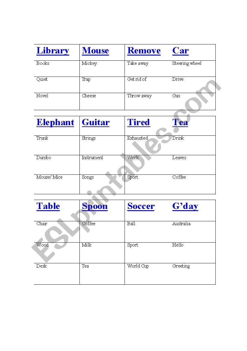 Taboo1 worksheet
