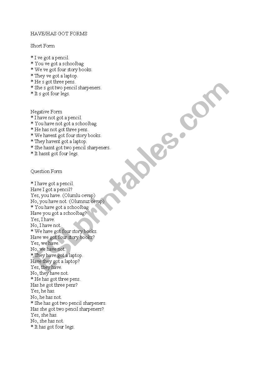 have/has got worksheet