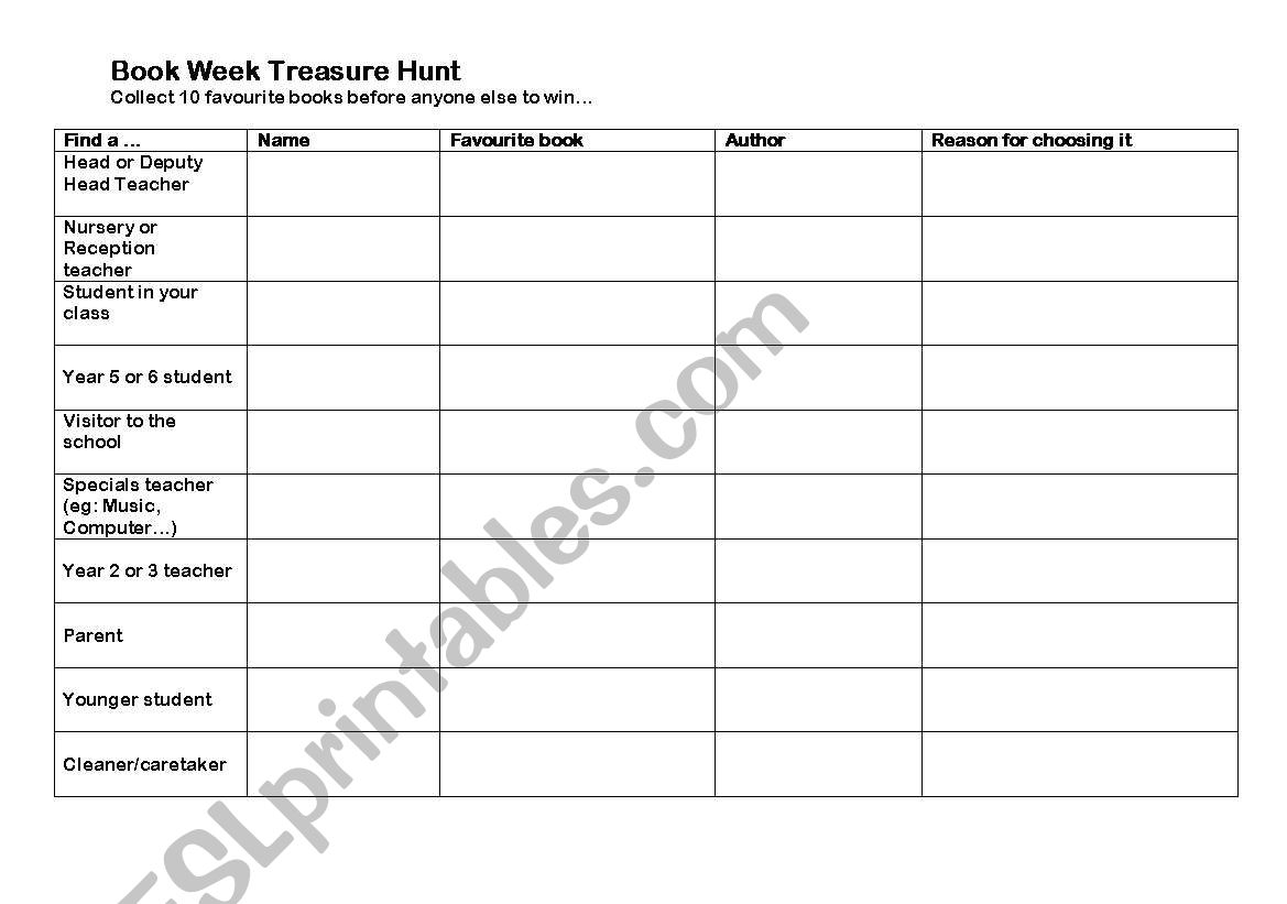 books worksheet