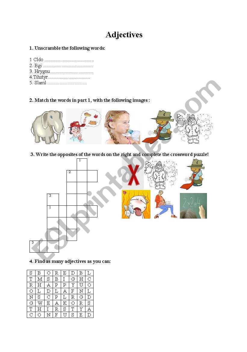 adjectives worksheet