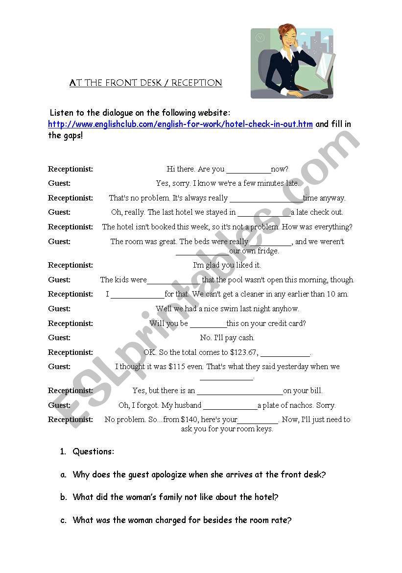 business-english-at-the-reception-front-desk-tourism-esl-worksheet-by-simplifyyourteaching