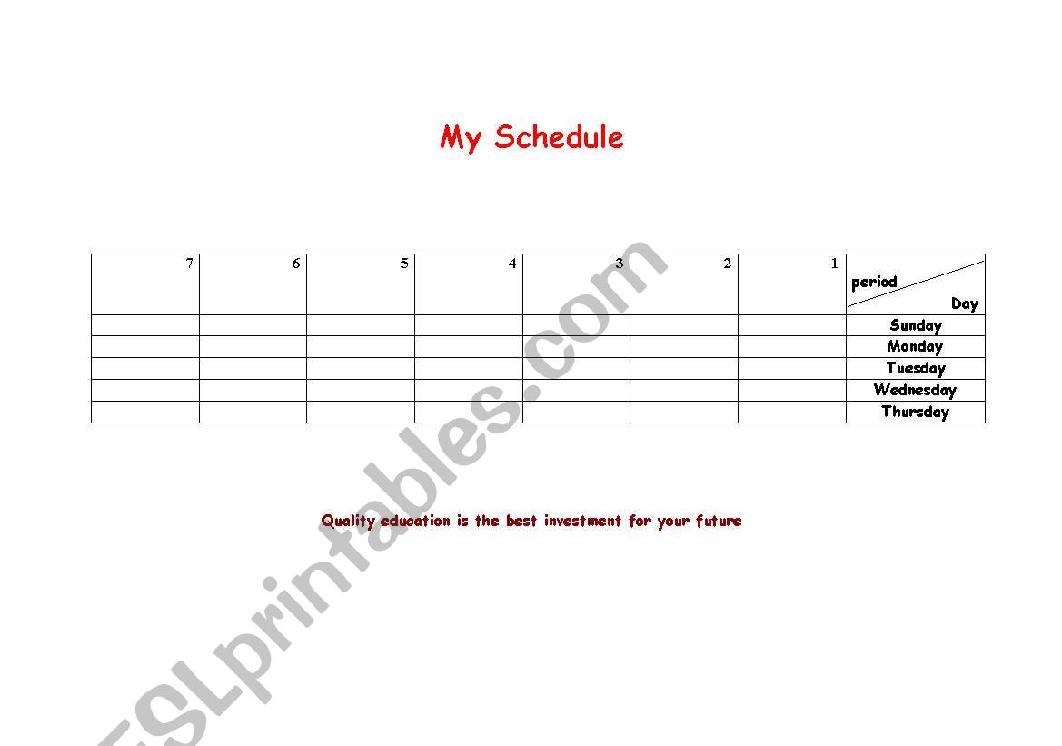 schedule worksheet