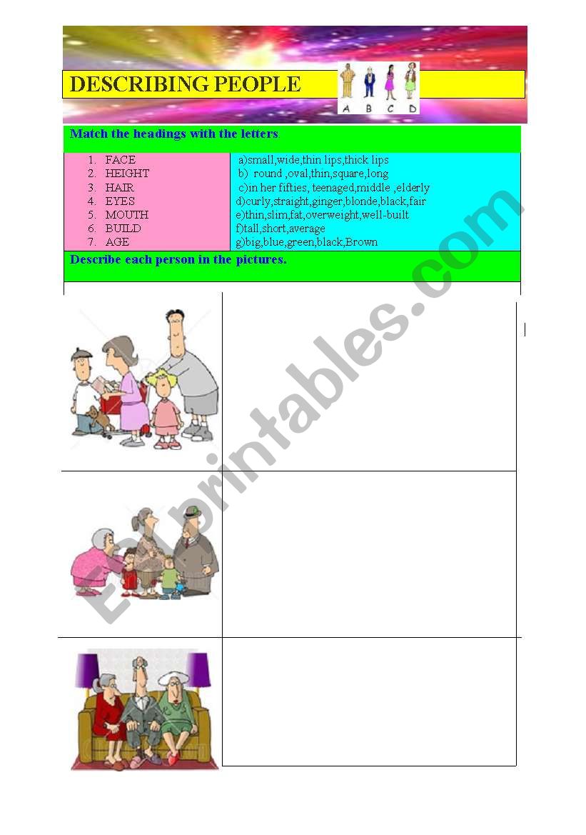 describing people worksheet