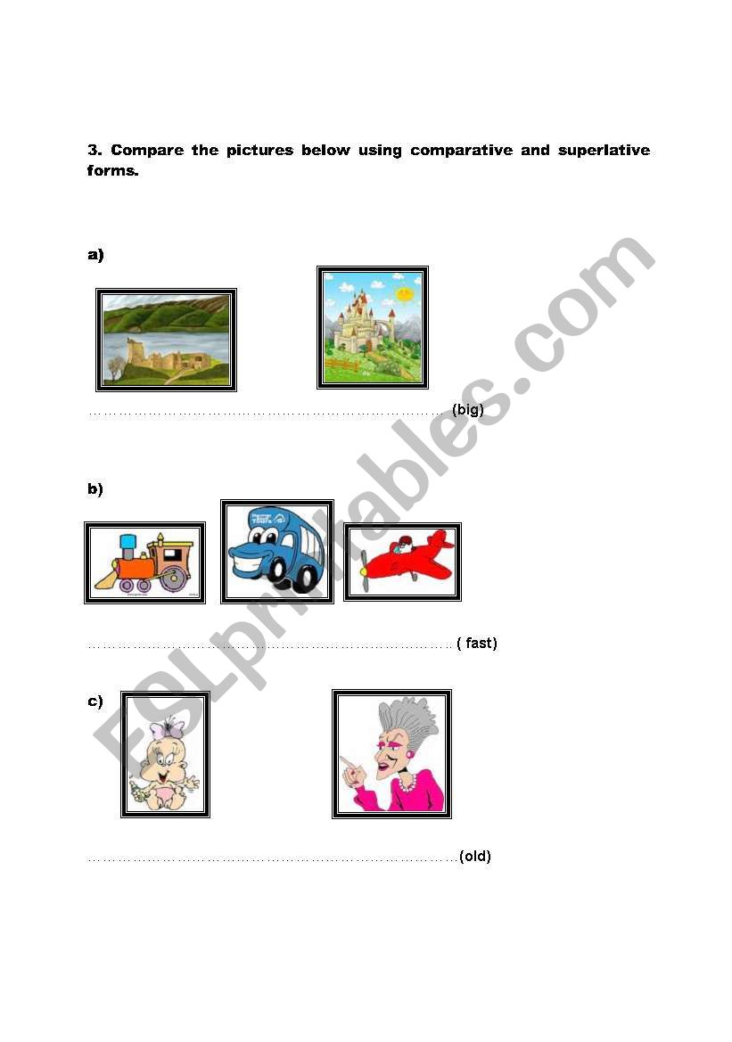 comparatives and superlative worksheet