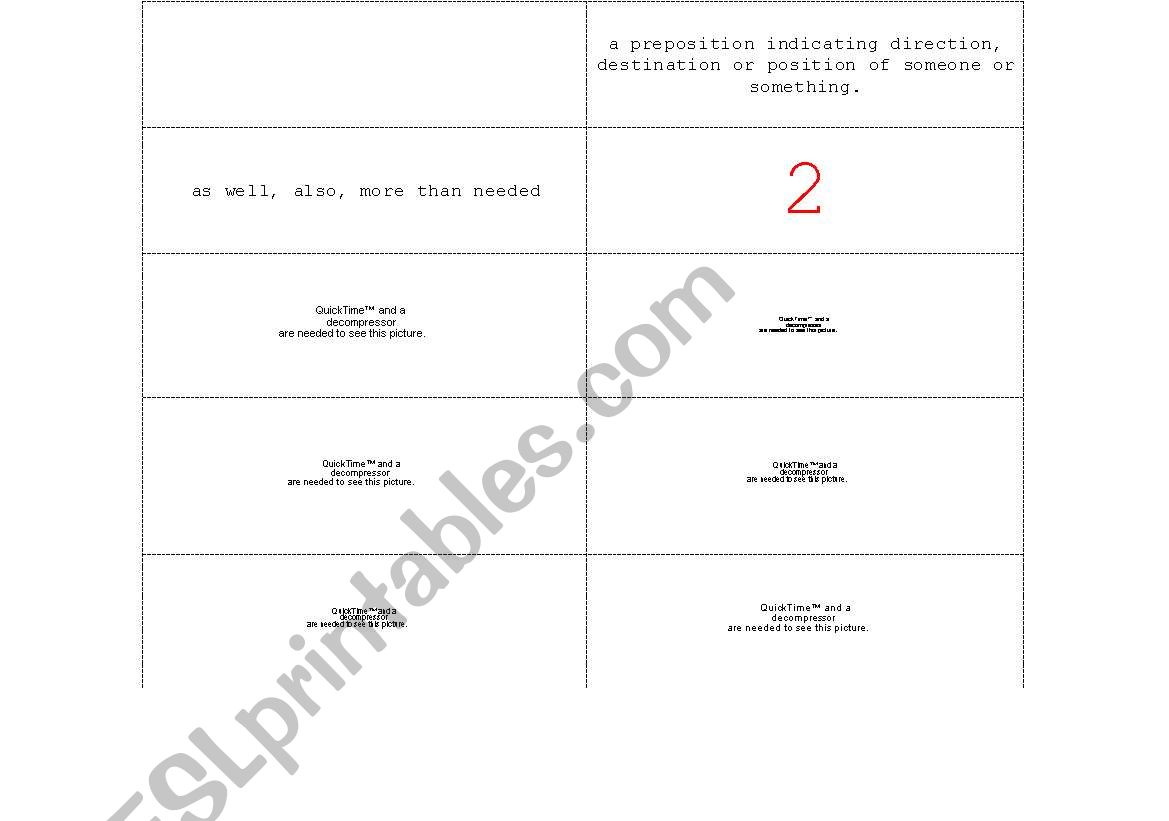 Homophone Flash-cards worksheet