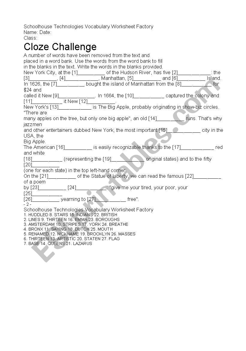 Fill in the Gaps text about newyork