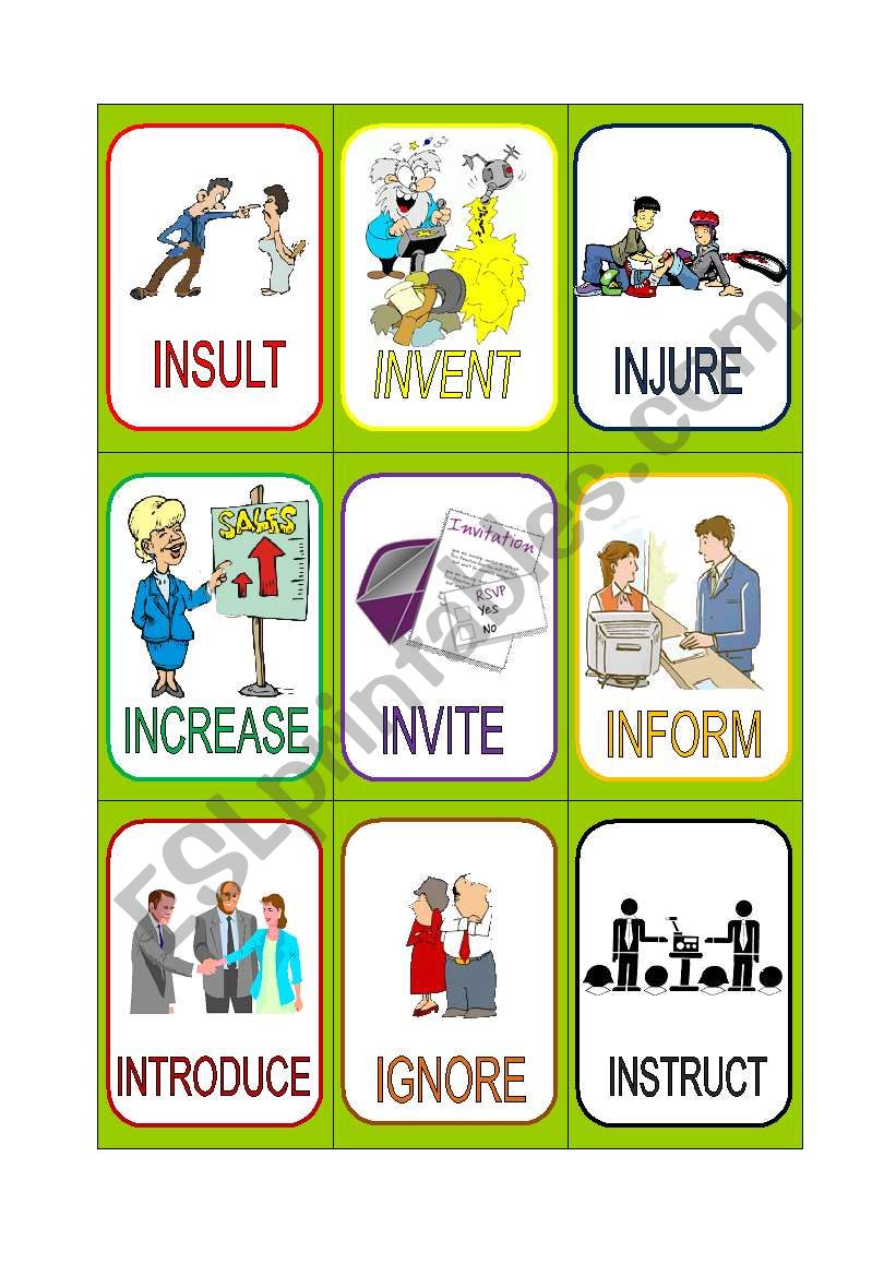 VERB CARDS 11 worksheet