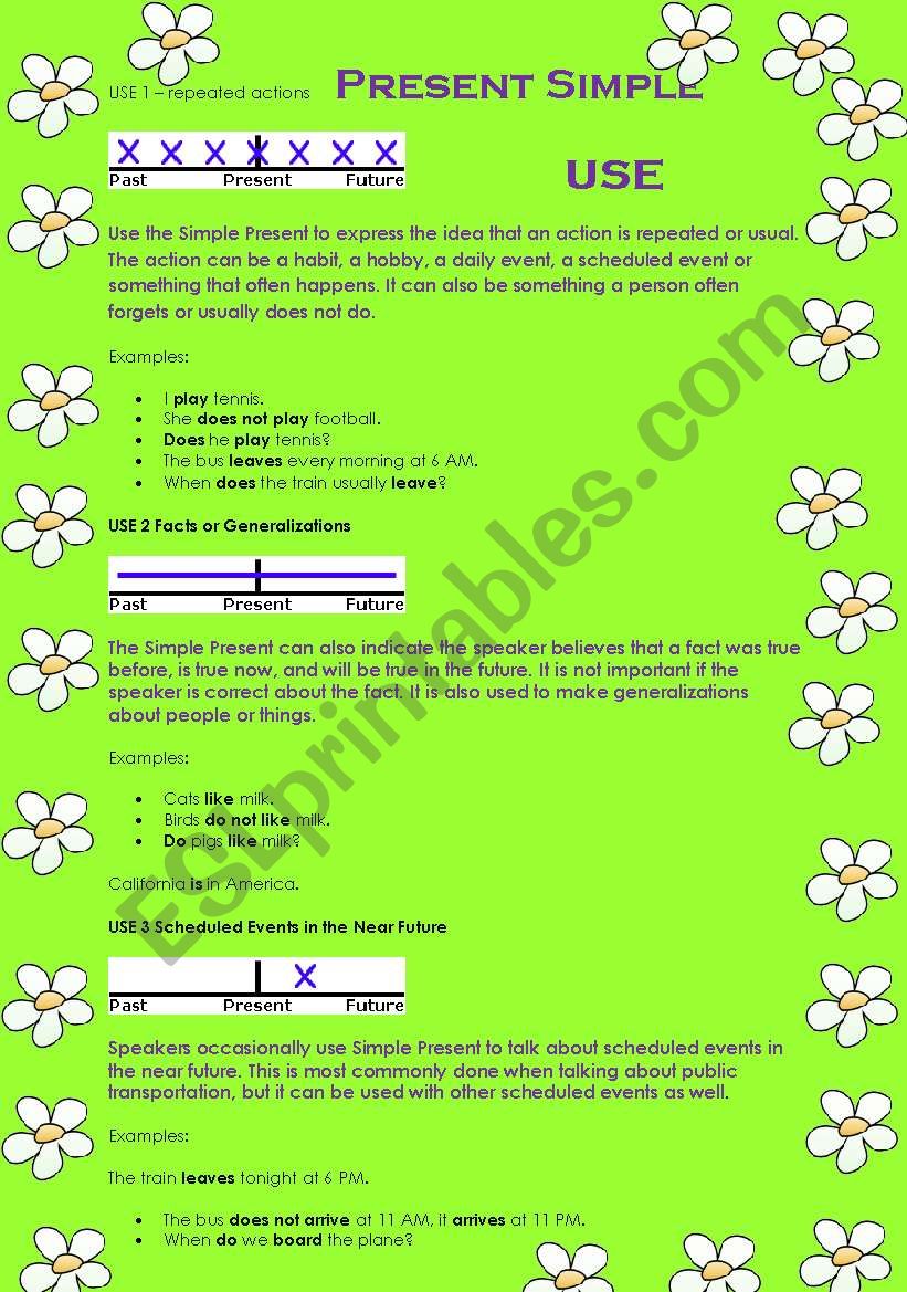 Present Simple USAGE  worksheet