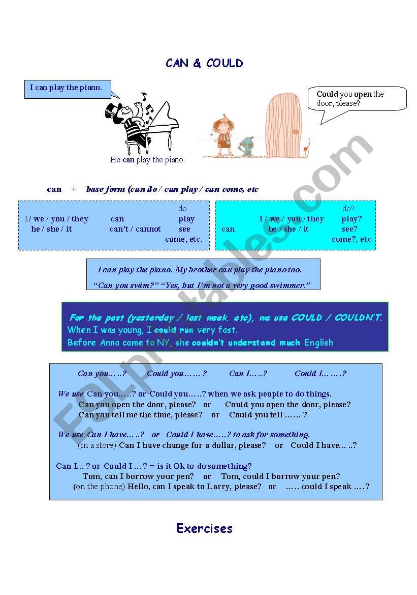 CAN AND COULD worksheet