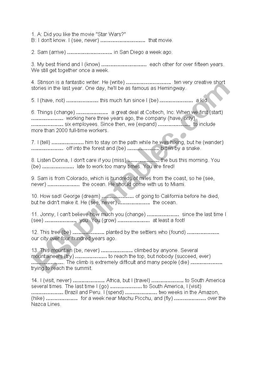 Present Perfect  Vs  Past Simple