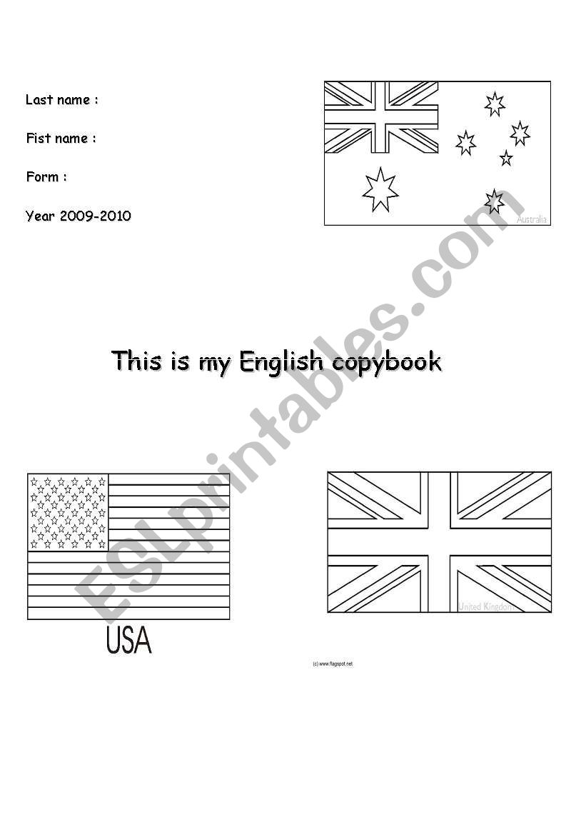 The first page of the English copybook