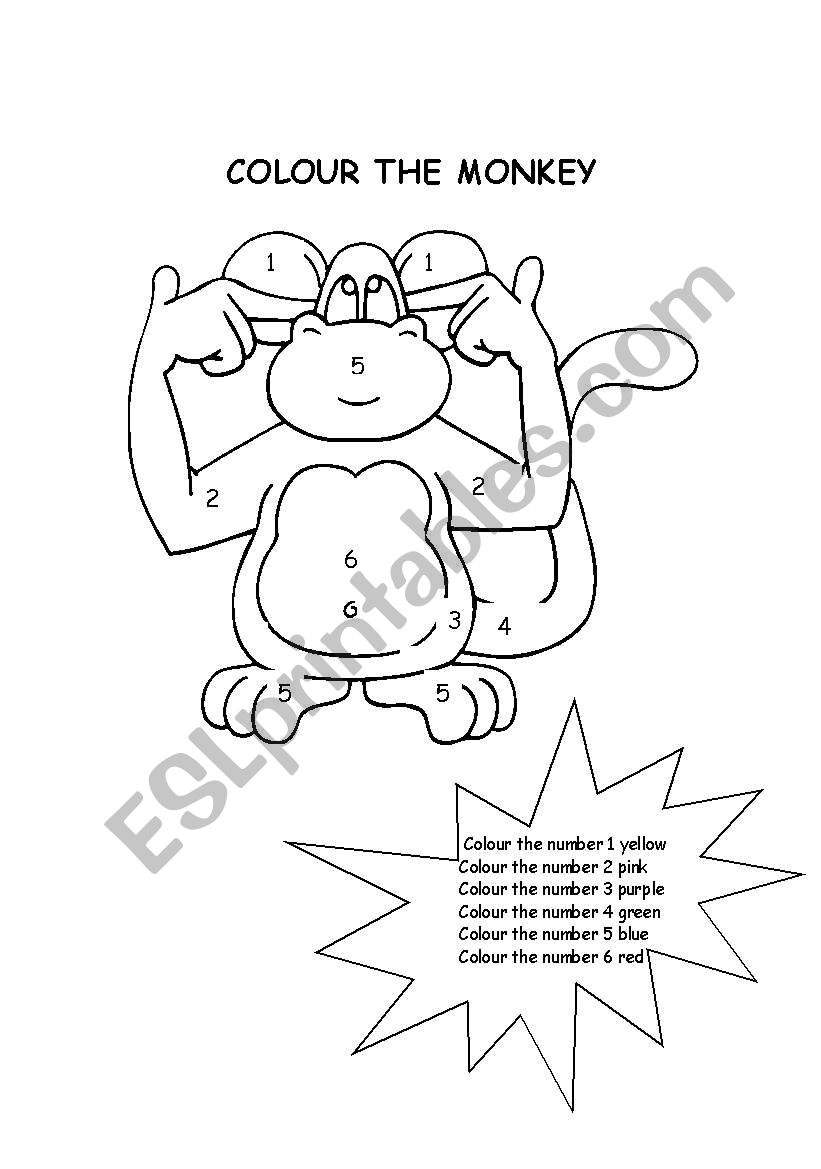 colour the monkey worksheet