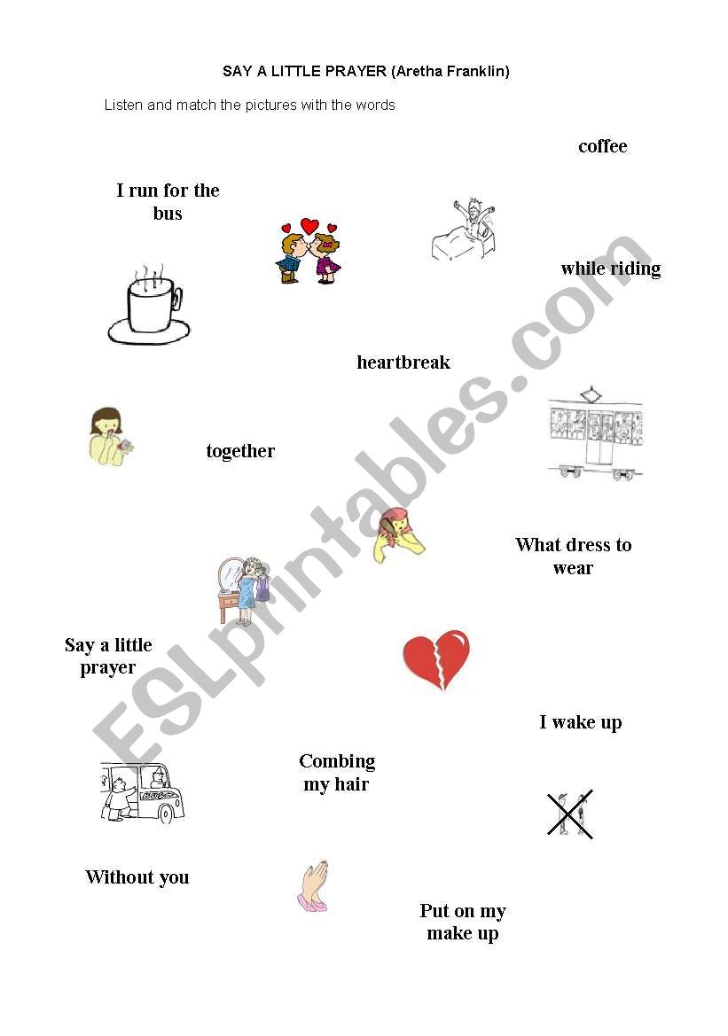 Say a little prayer worksheet
