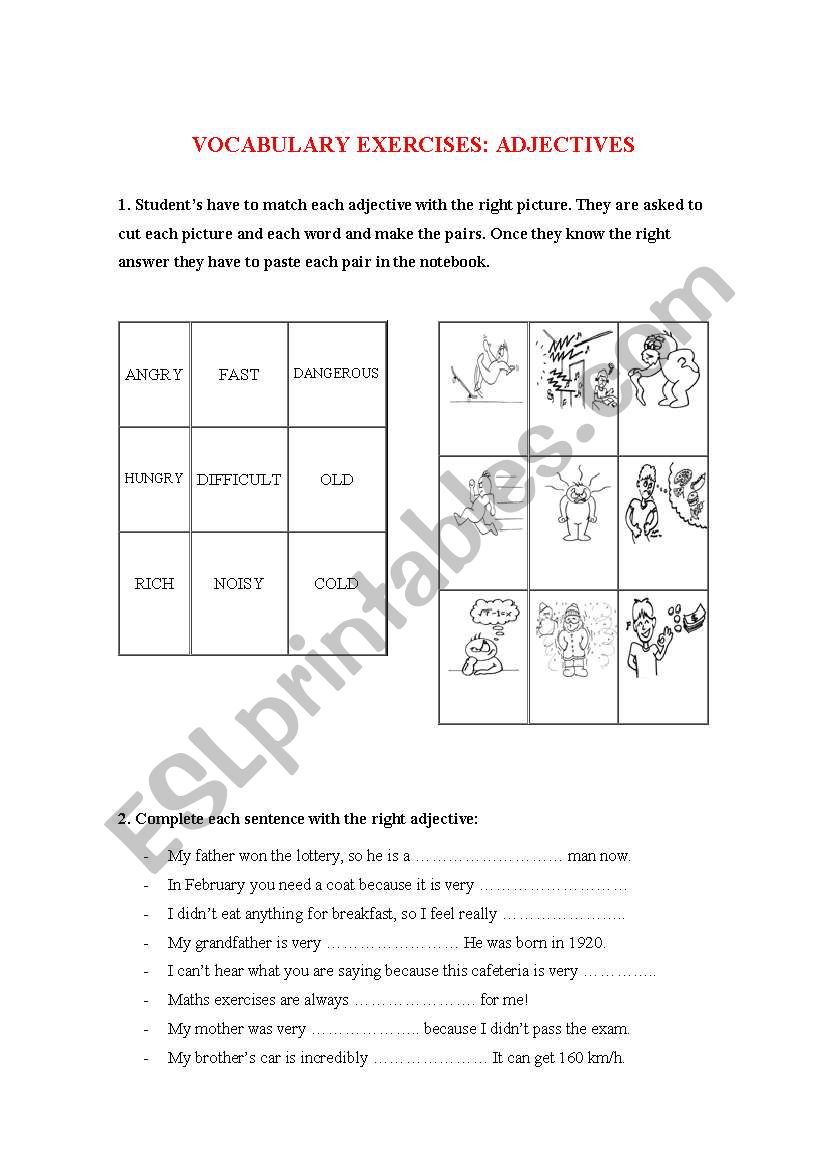adjectives worksheet